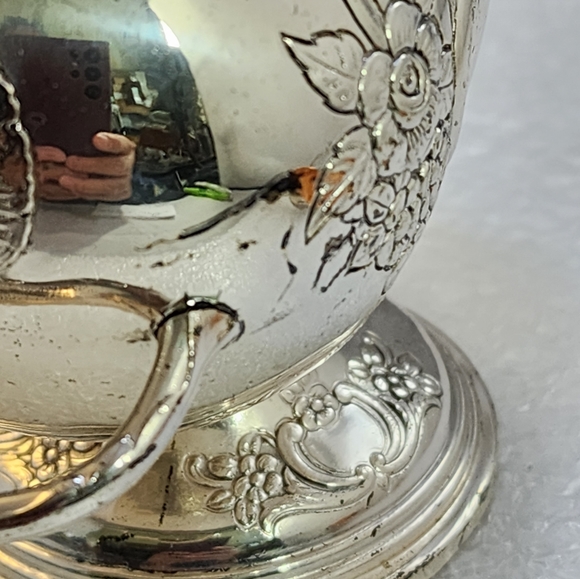 Vtg Raimond Victorian Pedestal Silver Plated Sugar Scuttle with Scoop - Picture 15 of 15